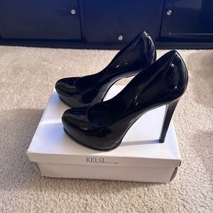 Kelsi by Kelsi Dagger Laurie Black Patent Leather Heels
